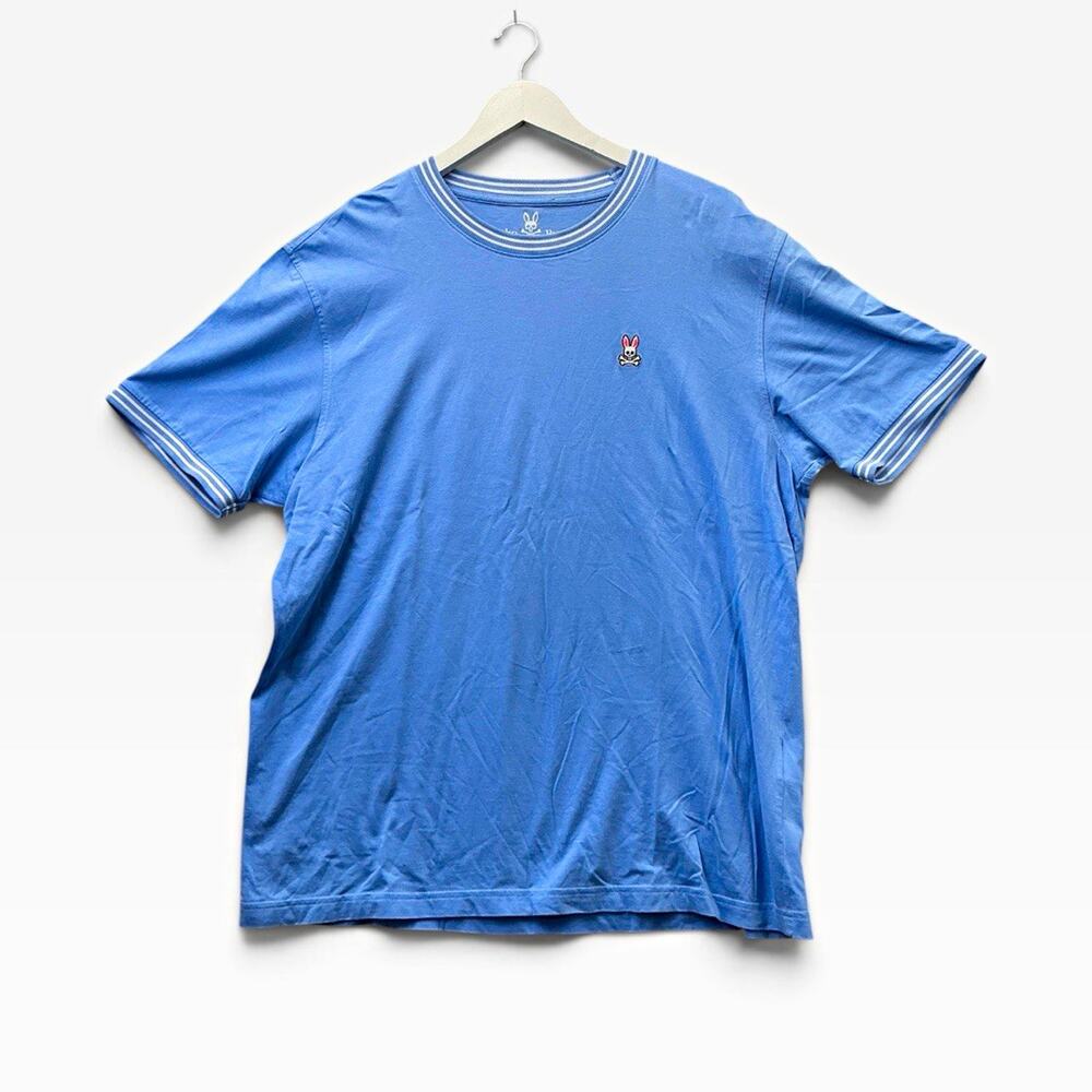 Psycho Bunny Men's Blue Pima Cotton Logo Crew Neck Short Sleeve T-Shirt Sz 7
